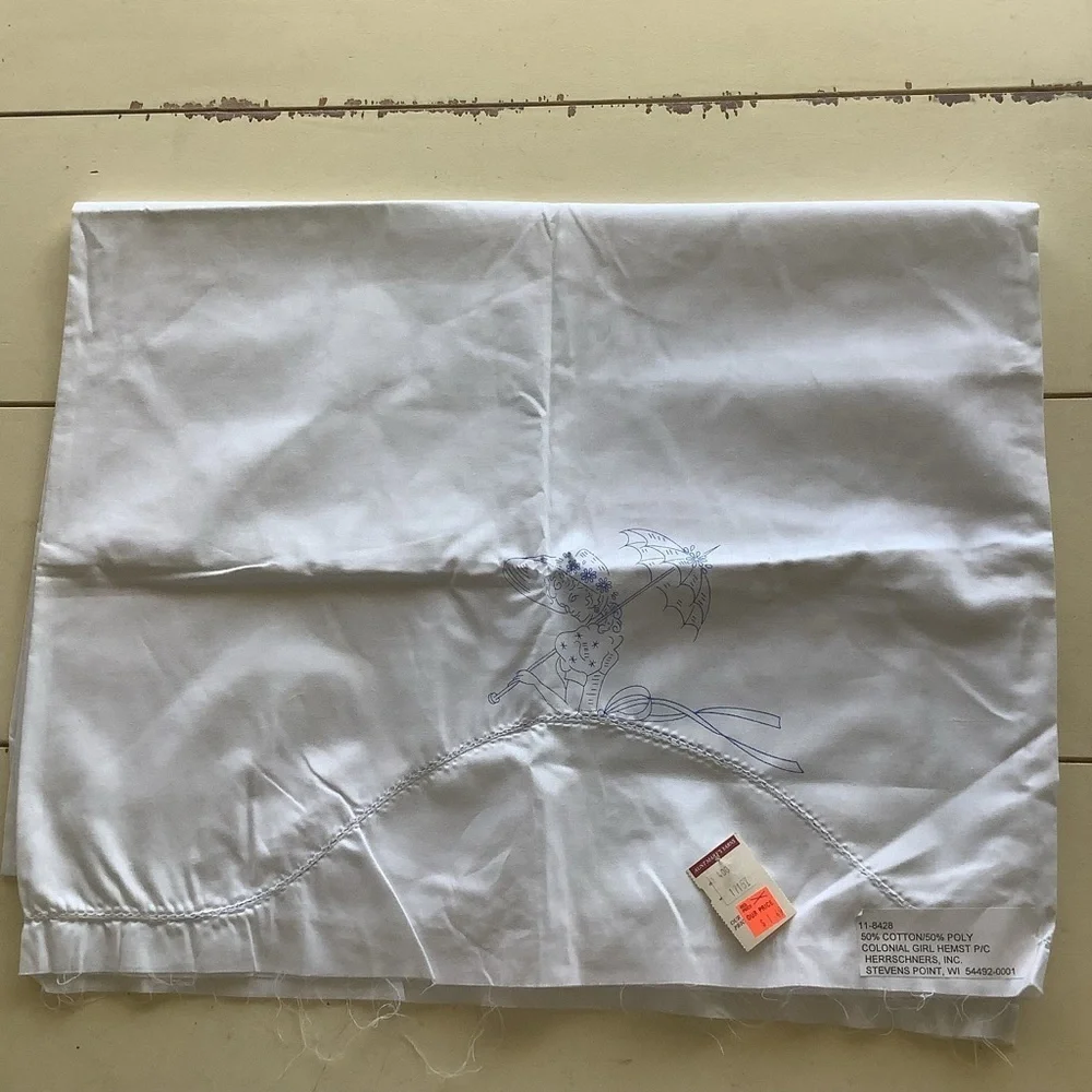 Two Sets Vintage White Embroidery Stamped Pillow Cases
